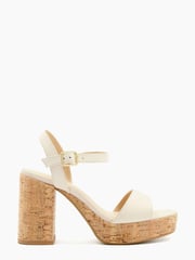 Dune London Nude Platform Block Heel Jodi Sandals - Image 1 of 5