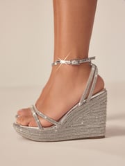 Silver Forever Comfort® Jewel Bling Wedges Heels - Image 1 of 11