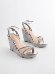Silver Forever Comfort® Jewel Bling Wedges Heels - Image 5 of 11