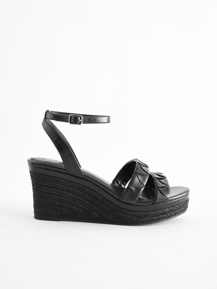 Black Standard/Wide Fit Forever Comfort® Double Strap Wedges - Image 2 of 5 Black Standard/Wide Fit Forever Comfort® Double Strap Wedges - Image 2 of 5