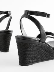 Black Standard/Wide Fit Forever Comfort® Double Strap Wedges - Image 3 of 5
