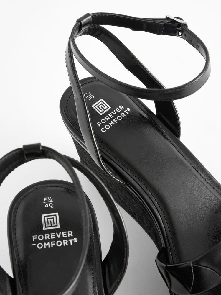 Black Standard/Wide Fit Forever Comfort® Double Strap Wedges - Image 5 of 5 Black Standard/Wide Fit Forever Comfort® Double Strap Wedges - Image 5 of 5