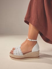 White Forever Comfort® Lasercut Espadrilles Wedges - Image 1 of 8