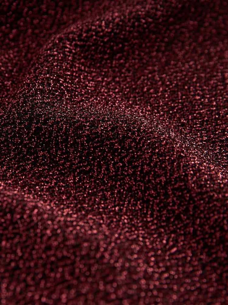 Metallic Red Short Sleeve Sparkle Wide Leg Jumpsuit - Image 5 of 5