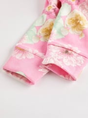 Yellow/Pink Floral 100% Cotton Popper Baby Sleepsuits 3 Pack (0-2yrs) - Image 7 of 8