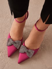 Pink Forever Comfort® Bow Point Toe Heels - Image 5 of 10