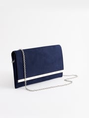 Navy Clutch Bag With Detachable Cross-Body Chain - Image 4 of 9