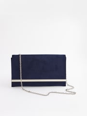 Navy Clutch Bag With Detachable Cross-Body Chain - Image 5 of 9