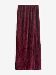 Berry Red Column Velvet Slit Midi Skirt - Image 4 of 5