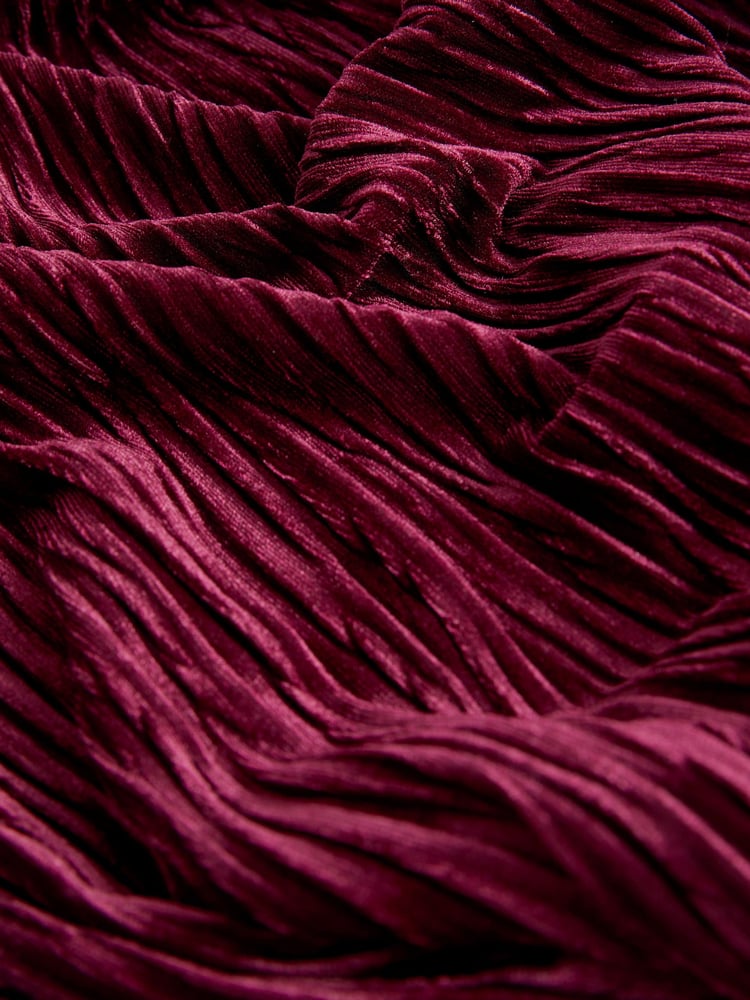 Berry Red Column Velvet Slit Midi Skirt - Image 5 of 5