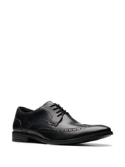 Clarks Black Leather Brandon Brogue Shoes - Image 1 of 6