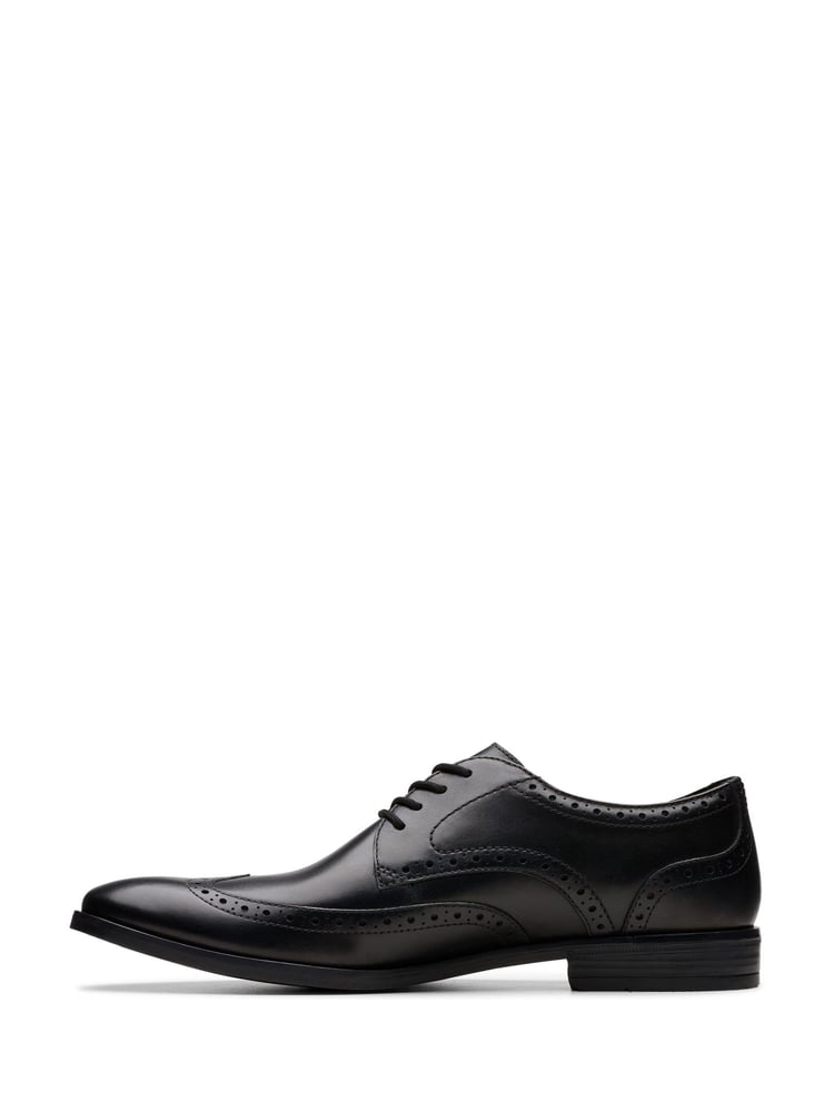 Clarks Black Leather Brandon Brogue Shoes - Image 2 of 6