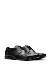 Clarks Black Leather Brandon Brogue Shoes - Image 3 of 6
