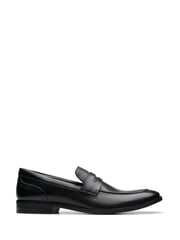 Clarks Black Leather Brandon Step Loafers - Image 1 of 7