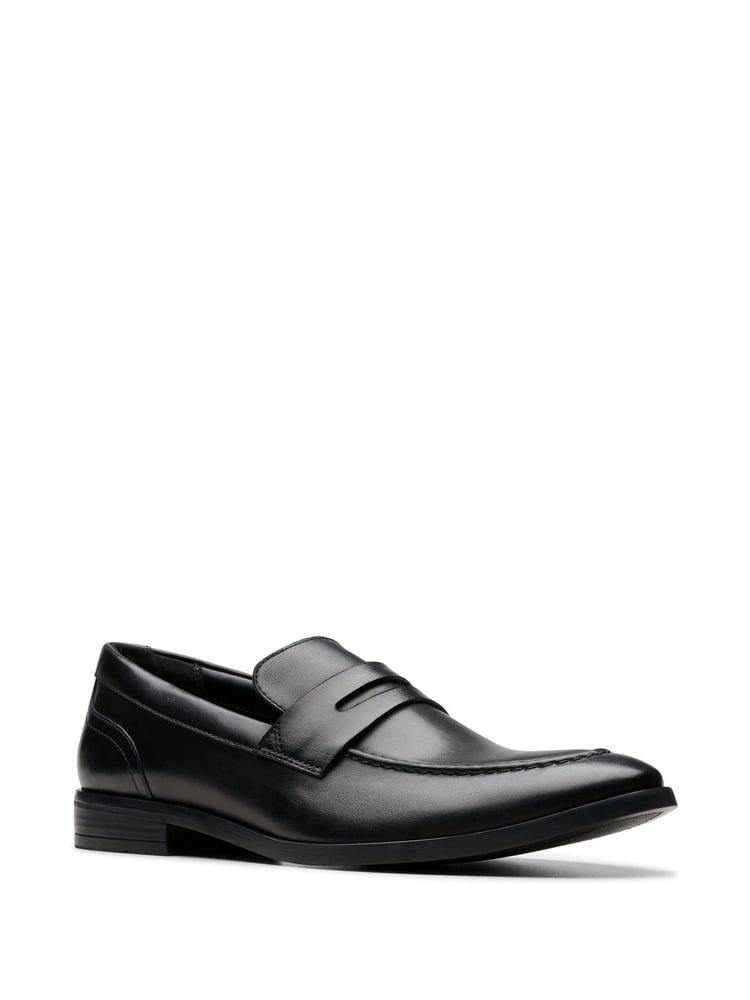 Clarks Black Leather Brandon Step Loafers - Image 7 of 7