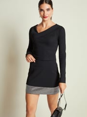 Black Embellished Sparkle Mini Skirt - Image 1 of 6