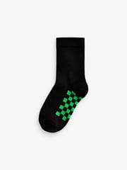 Black Checkerboard Cotton Rich Socks 7 Pack - Image 2 of 8