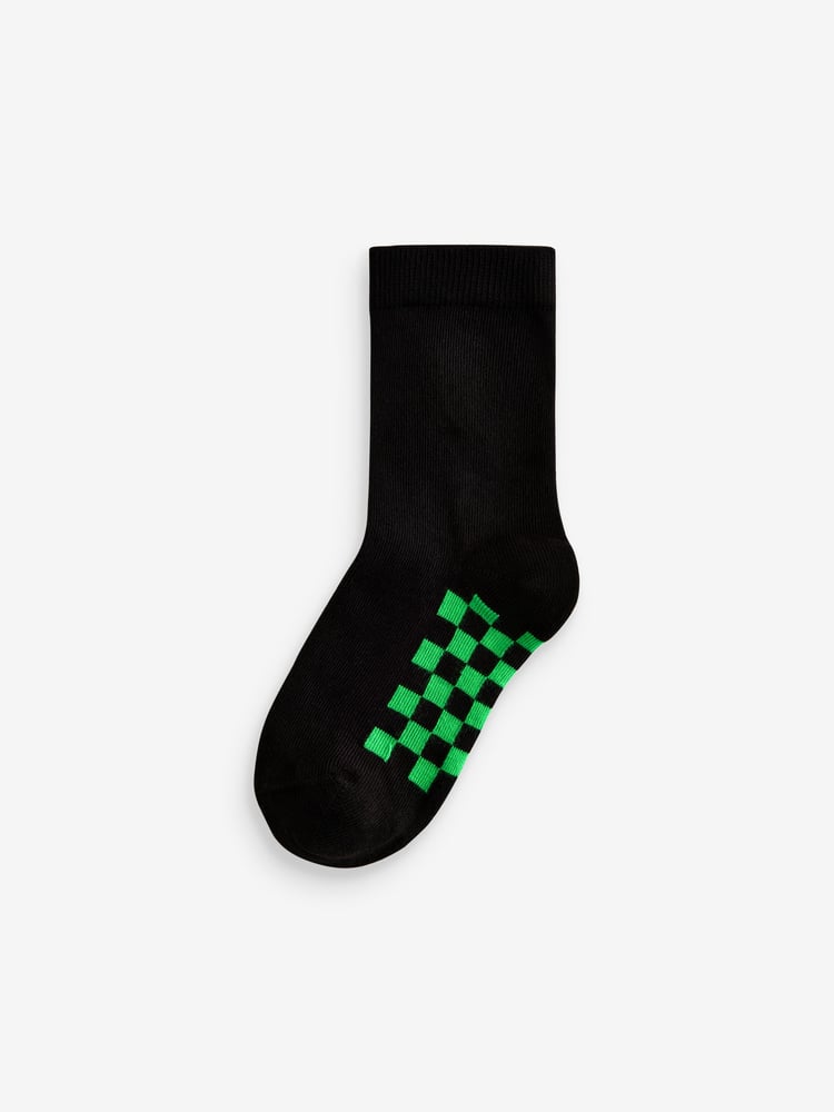 Black Checkerboard Cotton Rich Socks 7 Pack - Image 2 of 8