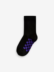 Black Checkerboard Cotton Rich Socks 7 Pack - Image 4 of 8