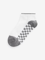 White Checkerboard 7 Pack Cotton Rich Trainer Socks - Image 3 of 8