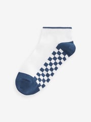 White Checkerboard 7 Pack Cotton Rich Trainer Socks - Image 7 of 8