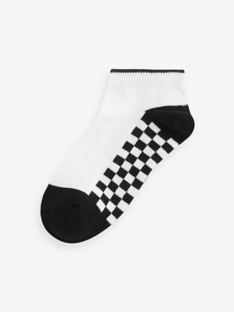White Checkerboard 7 Pack Cotton Rich Trainer Socks - Image 8 of 8