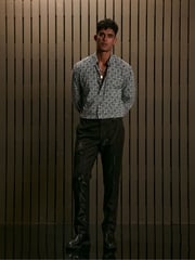 Black EDIT Slim Glitter Tuxedo Suit Trousers - Image 2 of 11