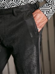 Black EDIT Slim Glitter Tuxedo Suit Trousers - Image 6 of 11