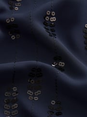 Navy Blue Sequin Embellished Short Sleeve Shift Dress - Image 6 of 6