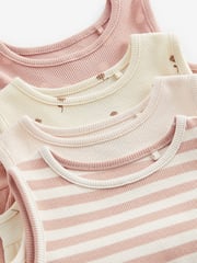 Pink 4 Pack Ribbed Peplum Vests (3mths-7yrs) - Image 7 of 7