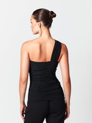 Black One Shoulder Ruched Top - Image 3 of 6