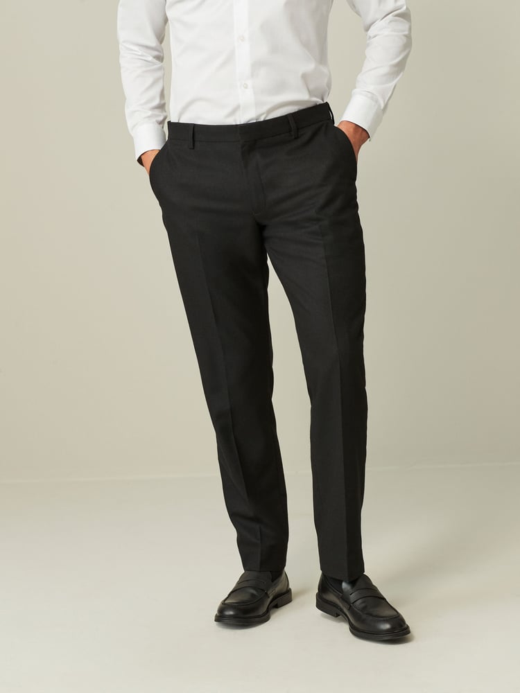 Black Tailored Wool Donegal Tuxedo Suit Trousers - Image 1 of 10
