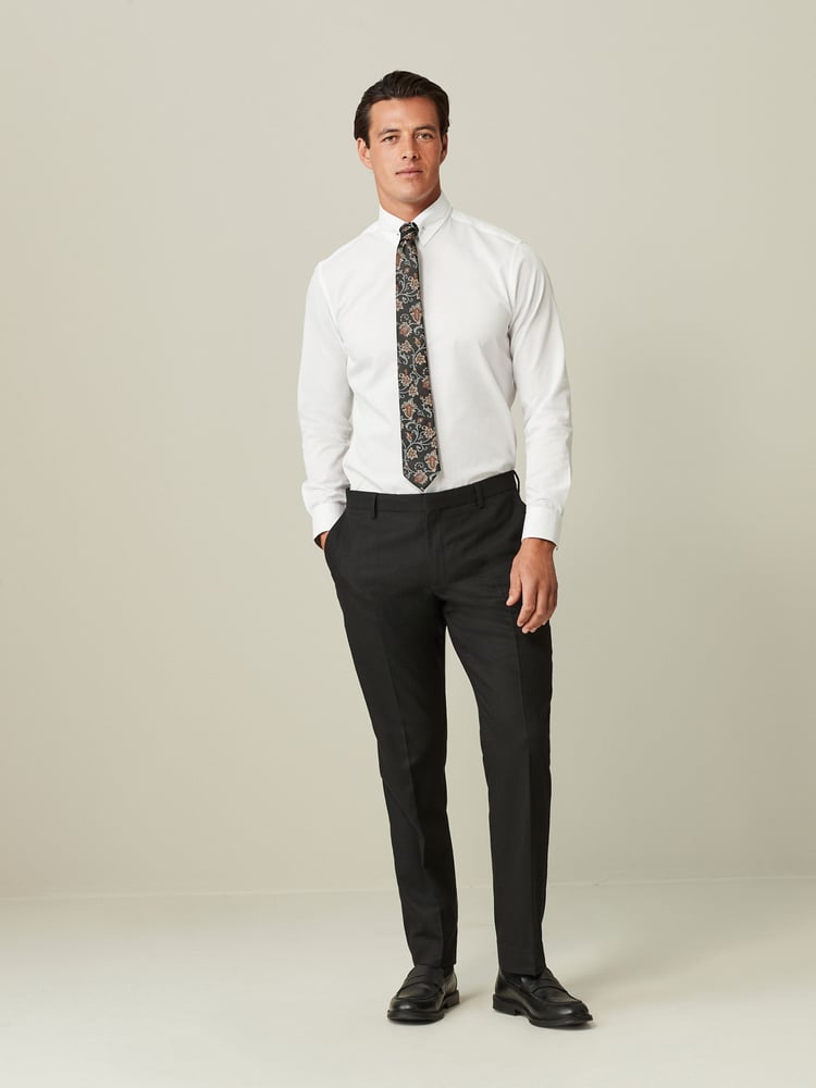 Black Tailored Wool Donegal Tuxedo Suit Trousers - Image 2 of 10