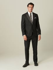 Black Tailored Wool Donegal Tuxedo Suit Trousers - Image 4 of 10