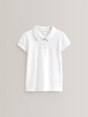 White Slim Fit 100% Cotton Short Sleeve Polo Shirts 5 Pack (3-16yrs) - Image 2 of 7