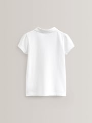 White Slim Fit 100% Cotton Short Sleeve Polo Shirts 5 Pack (3-16yrs) - Image 3 of 7
