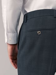 Navy Blue Slim Fit Check Suit Trousers - Image 5 of 9