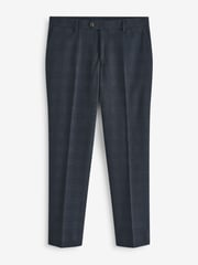 Navy Blue Slim Fit Check Suit Trousers - Image 6 of 9