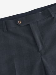 Navy Blue Slim Fit Check Suit Trousers - Image 7 of 9