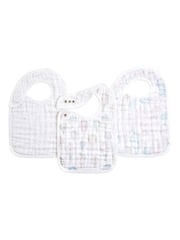 aden + anais Pink Organic Cotton Muslin Snap Bibs 3 Pack - Image 1 of 6