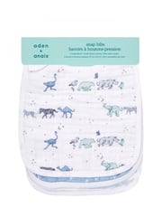 aden + anais Pink Organic Cotton Muslin Snap Bibs 3 Pack - Image 3 of 6