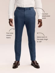 Mid Blue Muscle Fit Muscle FIt Motionflex Stretch Suit Trousers - Image 4 of 10