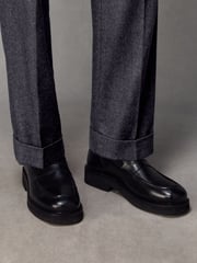 Navy Blue Wool Blend Herringbone Suit Trousers - Image 5 of 9