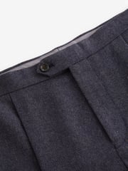 Navy Blue Wool Blend Herringbone Suit Trousers - Image 7 of 9
