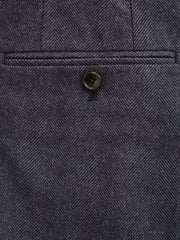 Navy Blue Wool Blend Herringbone Suit Trousers - Image 8 of 9