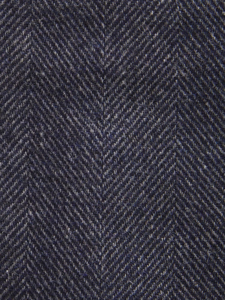 Navy Blue Wool Blend Herringbone Suit Trousers - Image 9 of 9