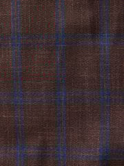 Rust Brown Tailored Fit Trimmed Check Suit Trousers - Image 7 of 9