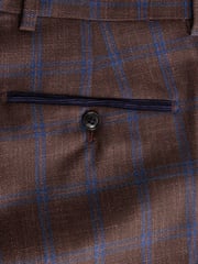 Rust Brown Tailored Fit Trimmed Check Suit Trousers - Image 8 of 9