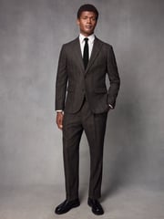 Brown Wool Blend Herringbone Suit Trousers - Image 2 of 10