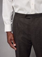 Brown Wool Blend Herringbone Suit Trousers - Image 4 of 10